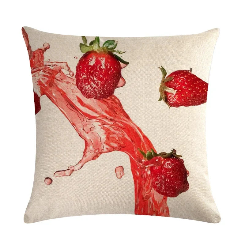 Axyaa Strawberry Kiwi Pattern Linen Pillowcase 45X45CM