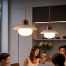Axyaa Antique Brass LED Pendant Lamp with White Glass, Retro Design, Adjustable Height