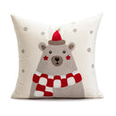 Embroidered Axyaa Joy Bear Christmas Cushion Cover Pillow Case Red Festive Decor