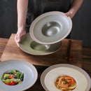 Axyaa Spaghetti Deep Plate Coarse Pottery Soup Salad Ceramic Tableware