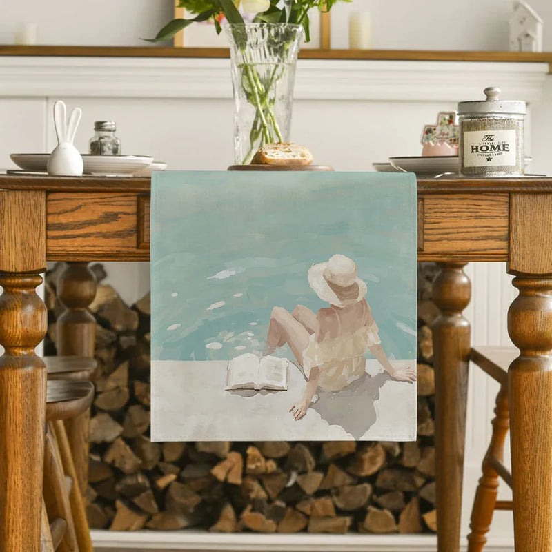 Axyaa Farmhouse Sun Hat Table Runner for Kitchen & Dining Decor