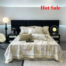 Axyaa Flower Print Hollow Edge Cool Quilt Set