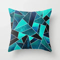 Teal Blue Flower Leaves Pattern Pillow Case Axyaa Decorative Cushion Cover