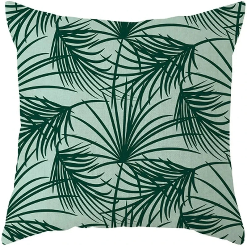 Axyaa Plants Print Linen Cushion Cover for Stylish Home Decor 45*45cm