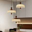 Axyaa Walnut Retro Pendant Light for Restaurant, Bedroom, Bar - LED Chandelier