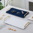 Axyaa Rectangular Plastic Tray with Handle for Home, Hotel, and Decor Use