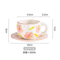 Axyaa Hand-Pinched Ceramic Mug & Saucer Set, Irregular Floral Design, Ins Style Drinkware