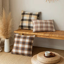 Axyaa Plaid Autumn Pillow Cover 18X18inch Brown Yellow Rustic Red Sofa Chair