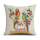 Tropical Birds Linen Pillowcase Set for Decorative Throw Cushions by Axyaa
