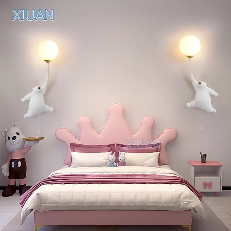 Axyaa Bear Wall Lamp for Kids Bedroom with 3D Moon Lighting