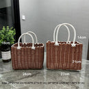 Axyaa Imitation Rattan Storage Basket with Handle Home Decor Handbag