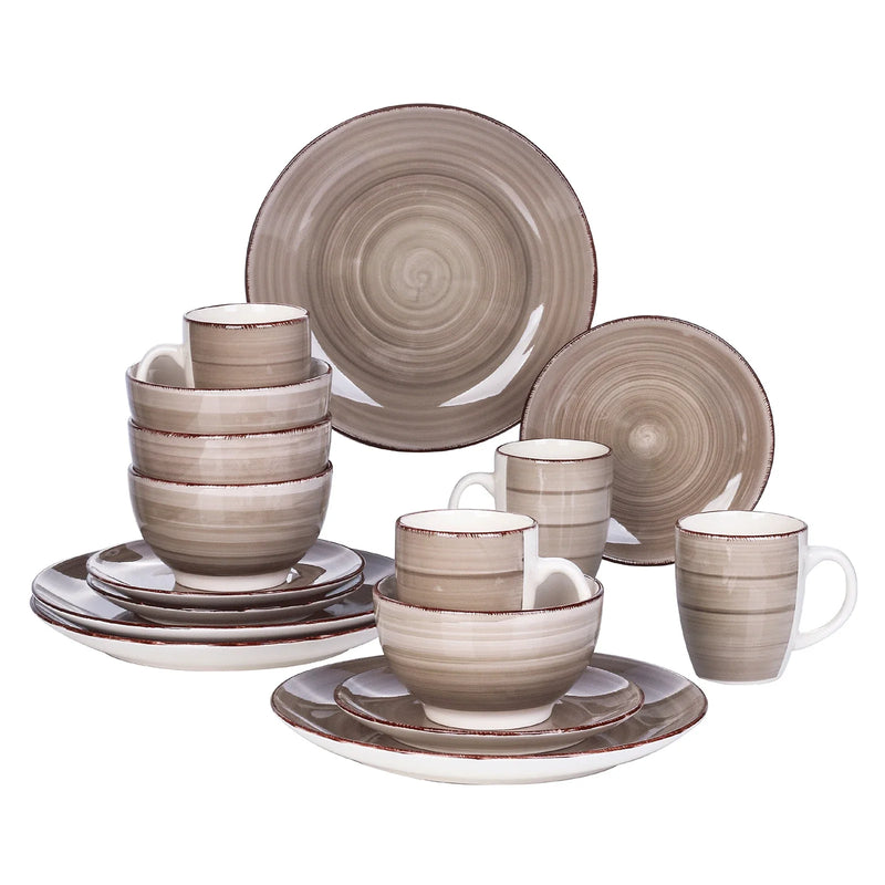 Axya™ Bella-C Porcelain Dinner Set - 16 Pieces Vintage Ceramic Plate, Bowl, Mug Set