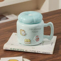 Axyaa Cartoon Ceramic Breakfast Coffee Mug with Lid for Home and Office
