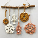 Axyaa Macrame Xmas Ornaments Set | Boho Wall Hanging Christmas Decor