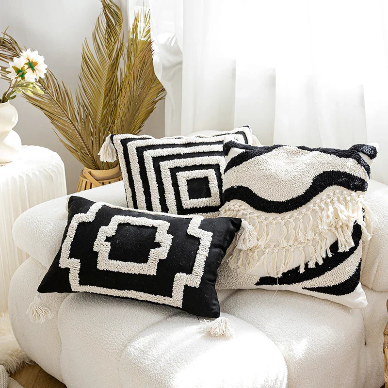 Axyaa Tufted Boho Pillow Cover with Tassels 45x45cm