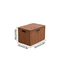 Axyaa Imitation Rattan Woven Storage Box with Lid - Home Organizer Basket