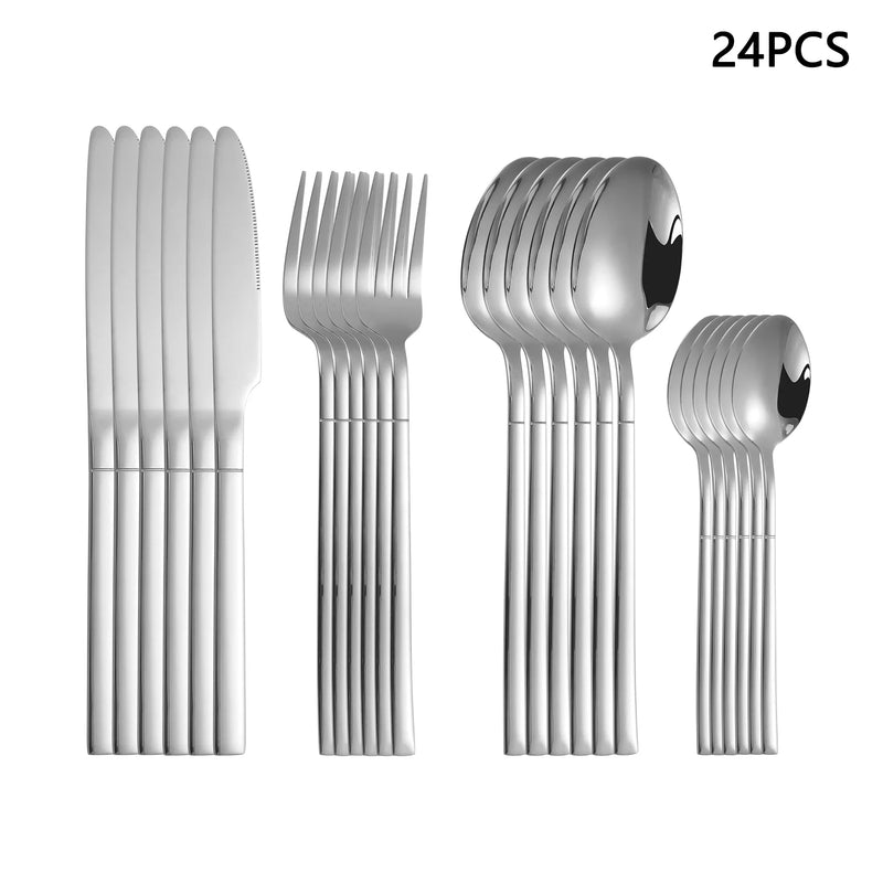 Axyaa Silver Stainless Steel Tableware Set for Home and Hotel Dining