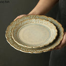 Axyaa Ceramic Dinner Plate Set - Retro Relief Steak Pasta Fish Molecular Cuisine Specialty