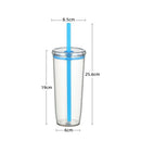 Axyaa Tritan Tumbler 590ml Clear Straw Cup for Outdoor & Office Drinks