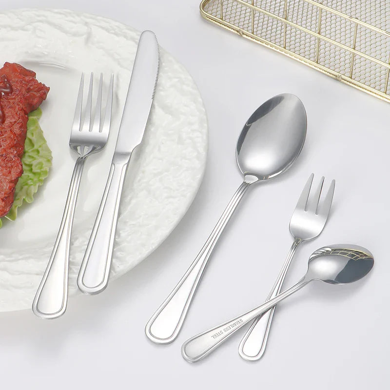 Axyaa 30-Piece Stainless Steel Cutlery Set - Ideal for Restaurants and Hotels