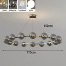 Axyaa Nordic Ring Chandelier Smoky Gray Bubble Ball Lamp for Living Room