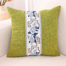 Axyaa Blue White Porcelain Chinoiserie Pillow Cover Chinese Style Linen Living Bedroom