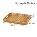 Axyaa Rattan Basket Tray for Breakfast Food Bread Cake Fruit Vegetable Storage