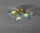 Axyaa Peacock Blue Glass Chandelier: Luxury Flower Design Pendant Lamp