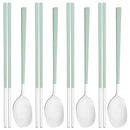 Axyaa Silver Grey Handle Dinnerware Set Stainless Steel Cutlery Spoon Chopsticks