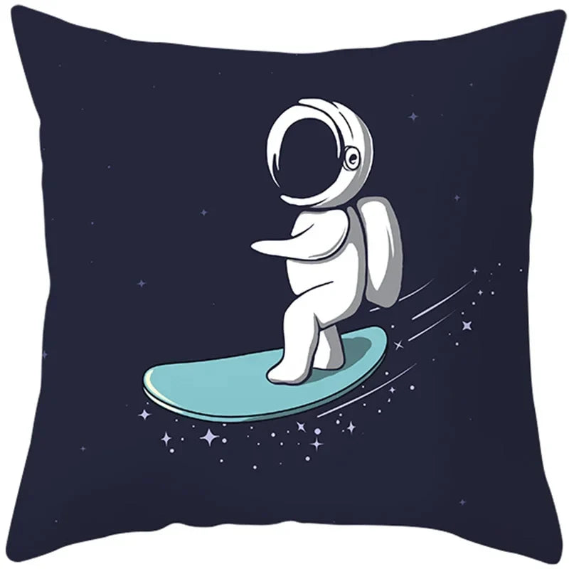 Universe Space Peach Skin Pillowcases by Axyaa - Cartoon Animation Pilot Cushion Cover