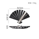 Axyaa Fan Shaped Ceramic Plate: Retro Sushi, Dessert, Dim Sum, Molecular Cuisine Tableware