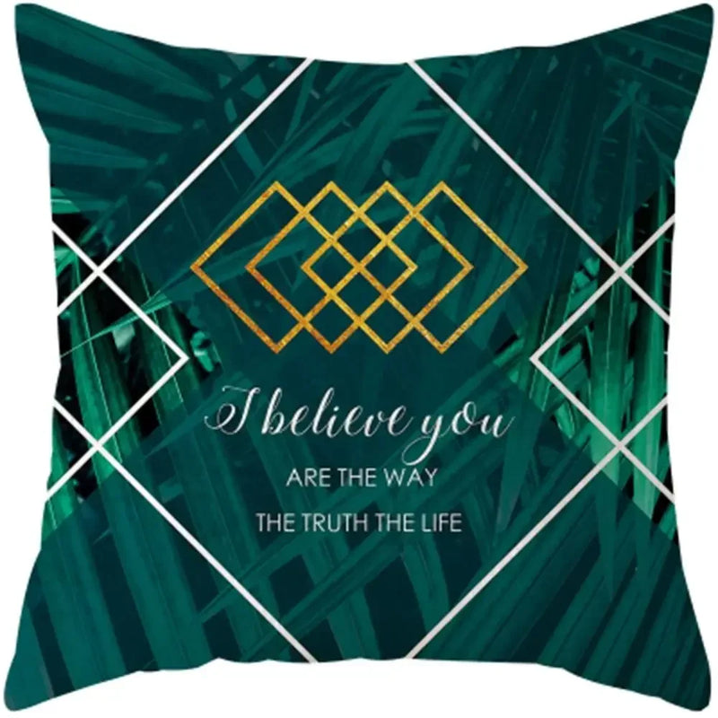 Axyaa Plants Print Linen Cushion Cover for Stylish Home Decor 45*45cm