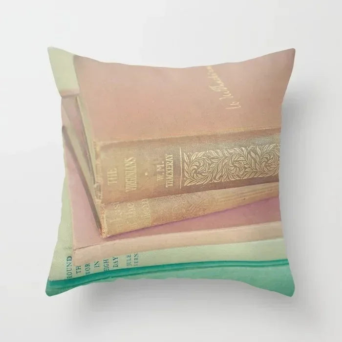 Axyaa Retro Library Pattern Pillowcase for Home and Office Decor