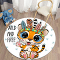 Axyaa Lion Cartoon Animal Round Carpet for Living Room Children's Bedroom