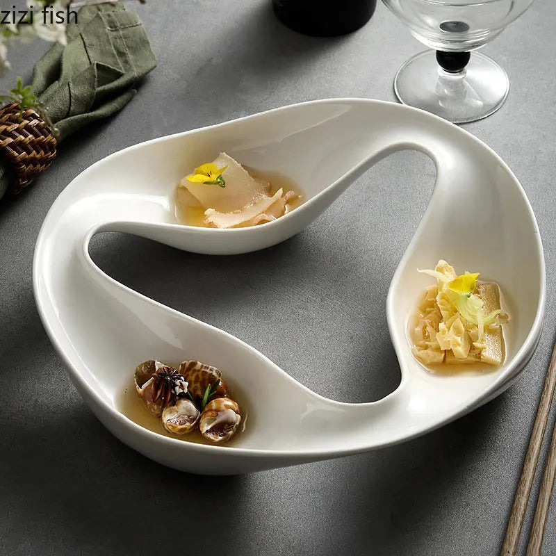 Axya Ceramic Restaurant Dinner Plate Set for Sushi, Dessert, Fruits, and Snacks