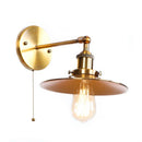 Axyaa Loft LED Wall Lamp Gold Pull Chain Switch Vintage Industrial Luminaire