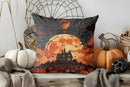 Axyaa Halloween Pillow Cover - Ghosts, Pumpkins, Bats Design