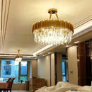 Axyaa Modern Circle LED Ceiling Chandelier, Aluminum Pendant Light for Living Room