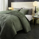 Axyaa Velvet Quilt Bedding Set King Size Luxurious Lightweight Comforter Coverlet