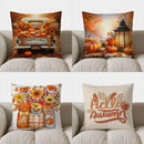 Axyaa Spotted Pumpkins & Autumn Leaves Pillow Cover for Sofa, Bedroom, Car
