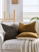 Axyaa Textured Chenille Pillow Cover, Cozy Nubby, Fall Winter Neutral Tones