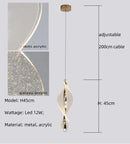 Axyaa Spiral Gold LED Pendant Chandelier Acrylic Droplight Luxury Bar Lamp