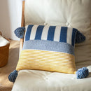 Axyaa Blue Pink Tassles Knit Pillow Cover 45x45cm Stripe Soft Living Bedroom