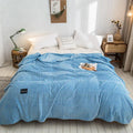 Axyaa Gray Coral Fleece Plaid Blanket: Soft & Warm Single/Queen/King Bedspread