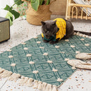 Axyaa Nordic Ethnic Tassel Rug: Cotton Linen Woven Mat for Bedroom, Living Room Decor