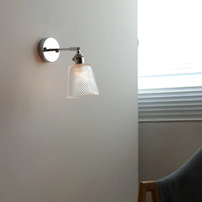 Axyaa Clear Glass LED Bathroom Mirror Wall Light, Modern Nordic Iron Metal Switch Fixtures