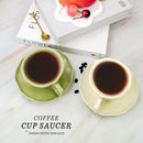 Axyaa Petal Ceramic Cup and Saucer Set Creative Coffee Teacup Solid Color Designer Plate