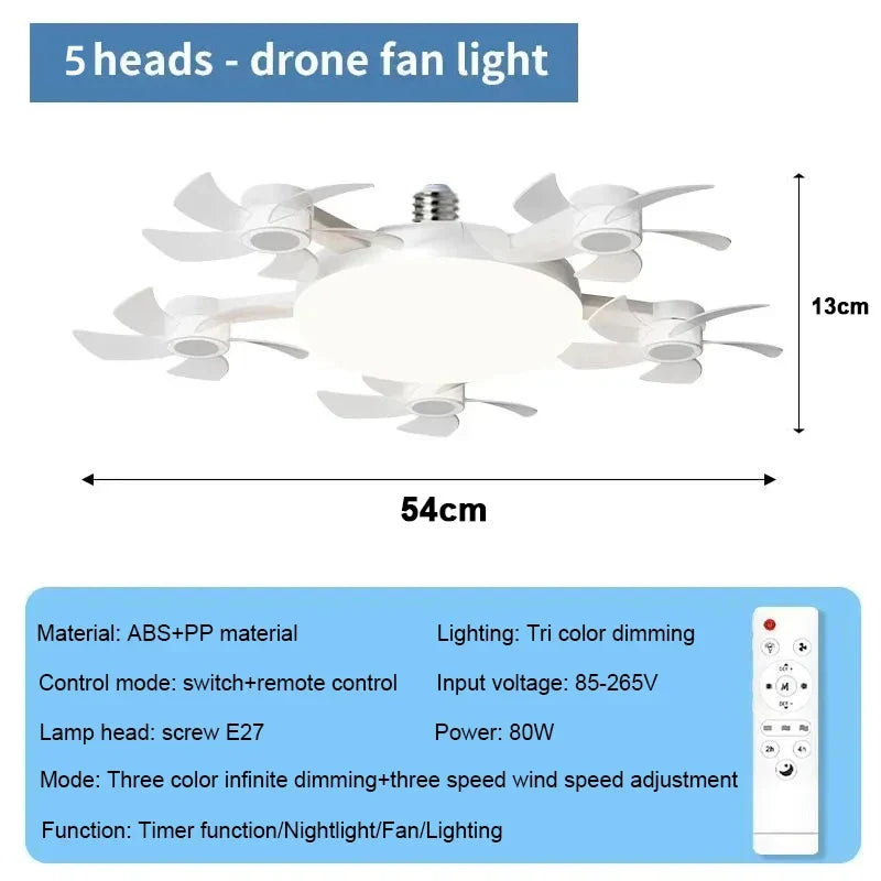 Axyaa Smart LED Ceiling Fan Light Remote Dimming Drone Lamp
