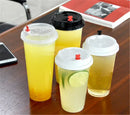 Axya Disposable Plastic Cups with Dome Lids - Ideal for Cold Drinks, Coffee, Tea, Smoothies, Sodas