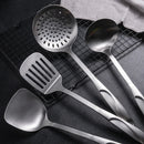 Axyaa Stainless Steel Kitchenware Set: Spatula, Rice Spoon, Colander, Utensils